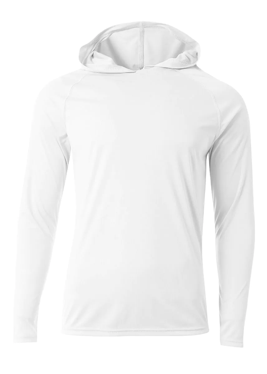 A4 N3409 Cooling Performance Long Sleeve Hooded Tee – White