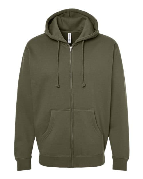 Unisex Heavyweight Full-Zip Hooded Sweatshirt – Army