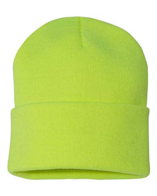 12" Solid Cuffed Beanie – Neon Yellow